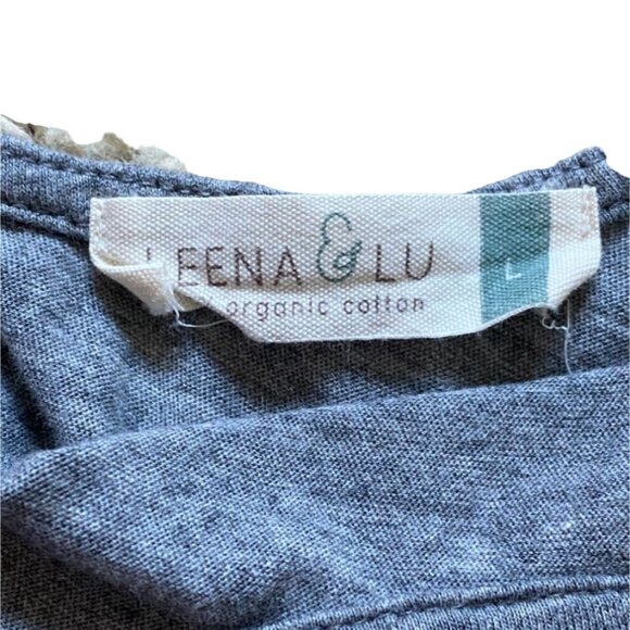 Leena & Lu Womens Cropped Fitted Tee/Shirt-100% Organic Cotton-Gray-Size L-GUC - Picture 5 of 6